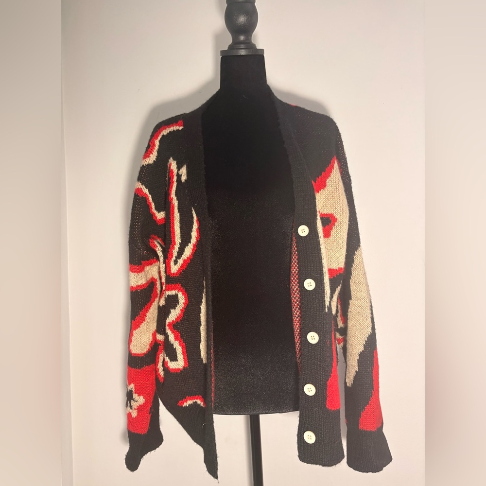 Floral Patterned Cardigan Sweater❤️🖤🤎